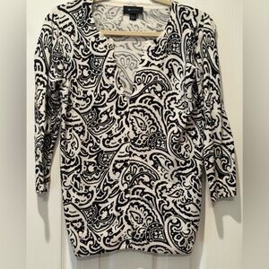 AB Studio Black Paisley Cardigan Size Large